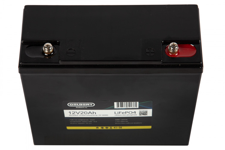 Литиевый тяговый аккумулятор Gelbert LiFePO4 (12V/20Ah/20A/240Wh)