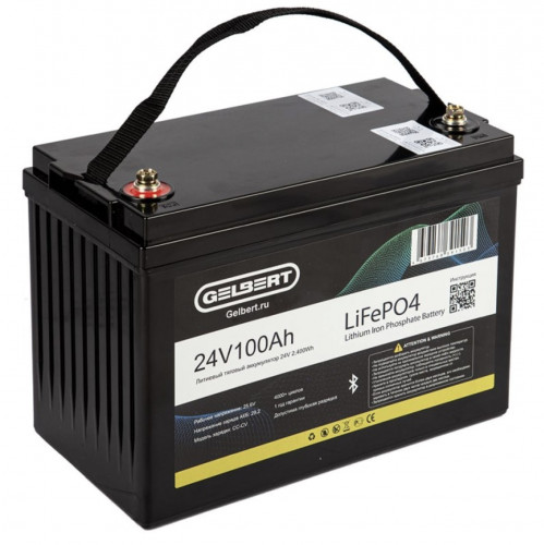 Литиевый тяговый аккумулятор Gelbert LiFePO4 (24V/100Ah/120А/2,400Wh) Bluetooth