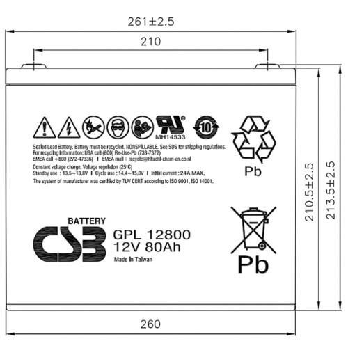 Аккумулятор CSB GPL 12800