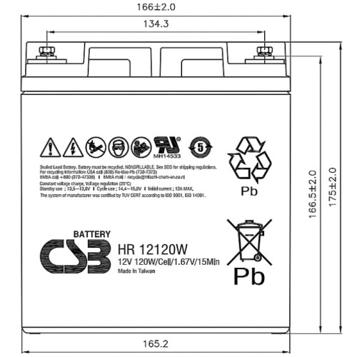 Аккумулятор CSB HR 12120W