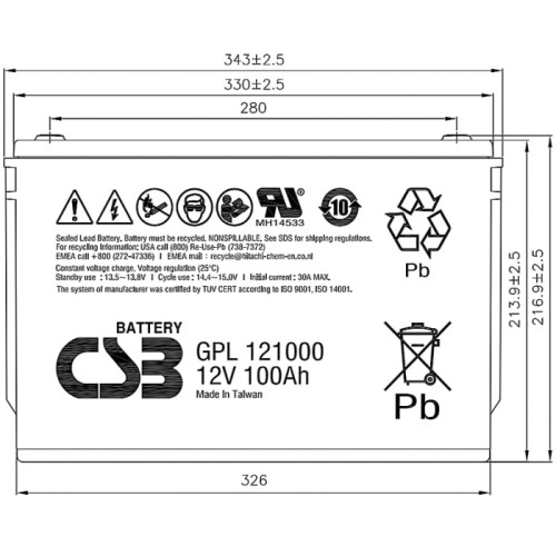 Аккумулятор CSB GPL 121000