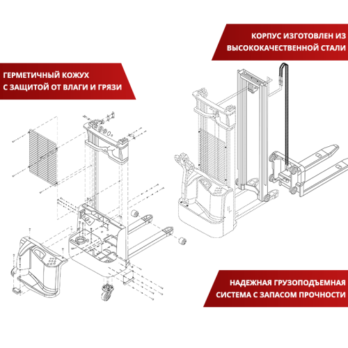Самоходный штабелер OXLIFT AX12 2500 мм 1200 кг