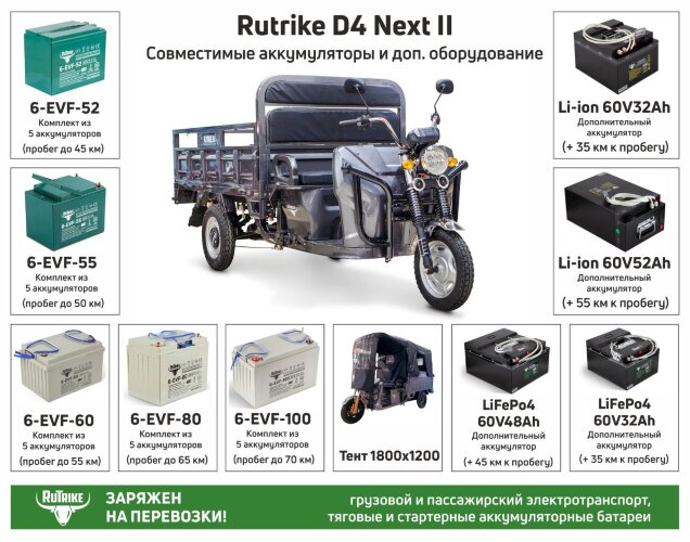 Грузовой электротрицикл Rutrike D4 NEXT II 60V1500W