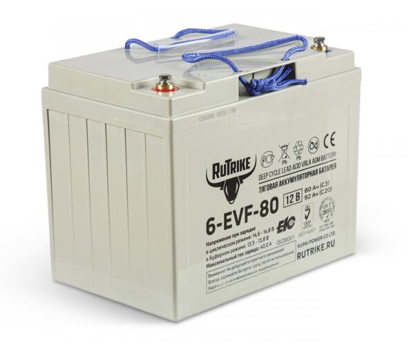Тяговый аккумулятор RuTrike 6-EVF-80 (12V80A/H C3)